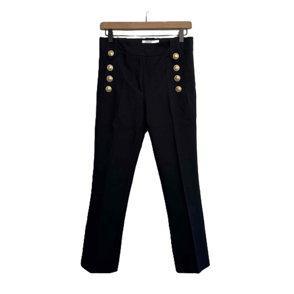 Derek Lam Navy Blue High Waisted Gold Button Sailor Dress Pants Cropped Size 4